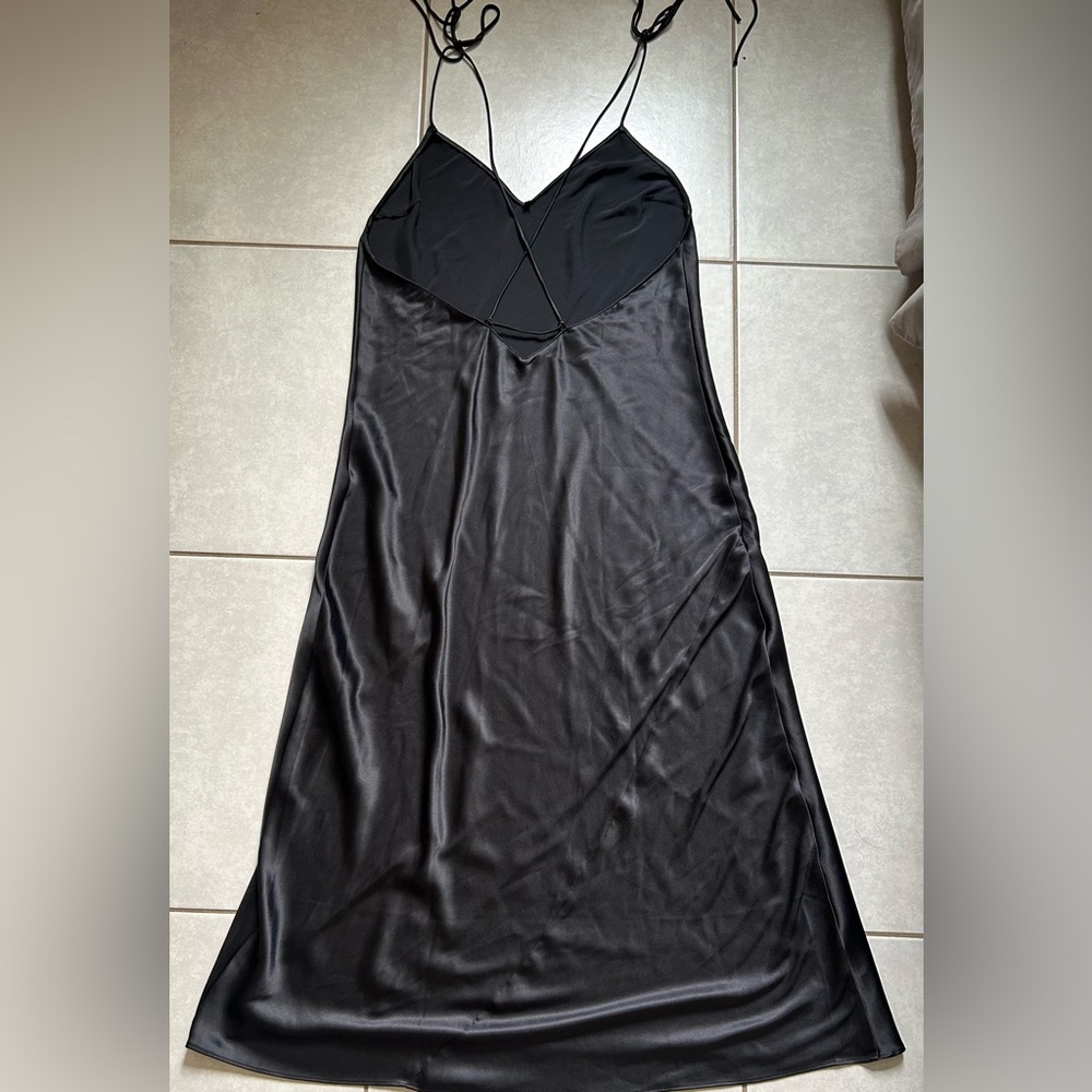 Victorias Secret Black Maxi Slip Dress Satin - Picture 7 of 8
